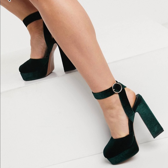 Platform Heels Asos Block Heel Shoes Asos Dark Green Platform